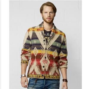 Ralph Lauren Denim Supply Southwestern Rare Cardigan Sweater Large Runs Small